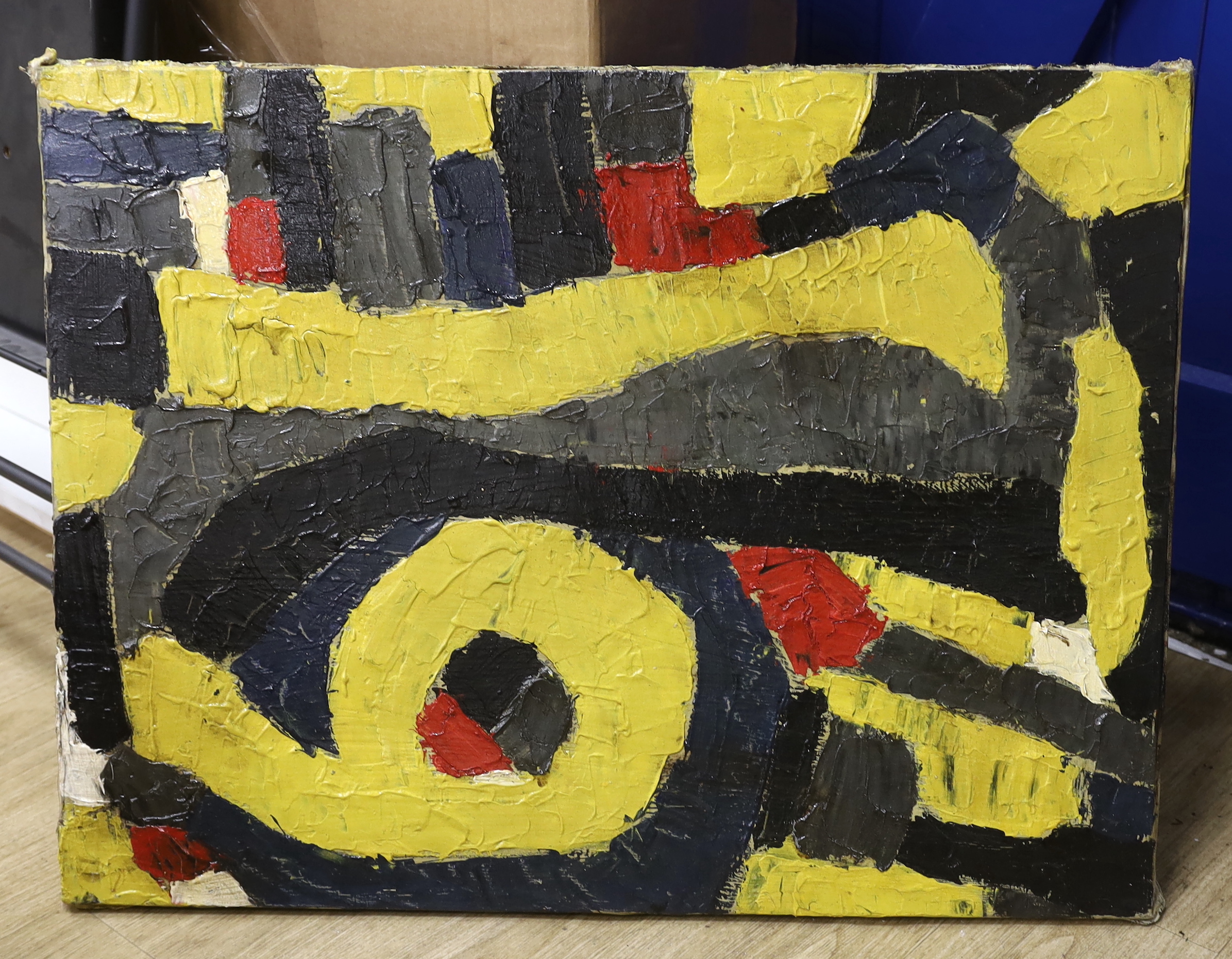 Impasto oil on canvas, abstract composition, Geometric shapes, 64 x 84cm, unframed